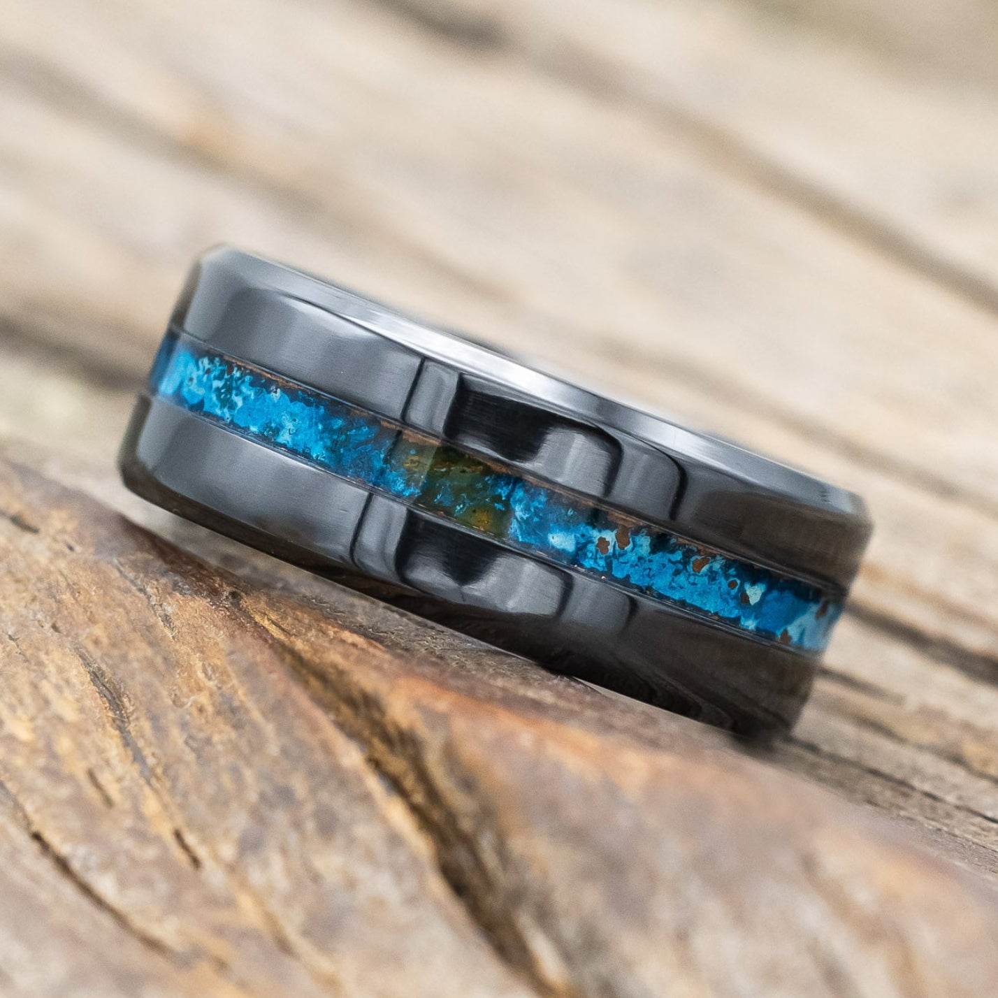 "NIRVANA" - CENTERED PATINA COPPER WEDDING BAND-Staghead Designs