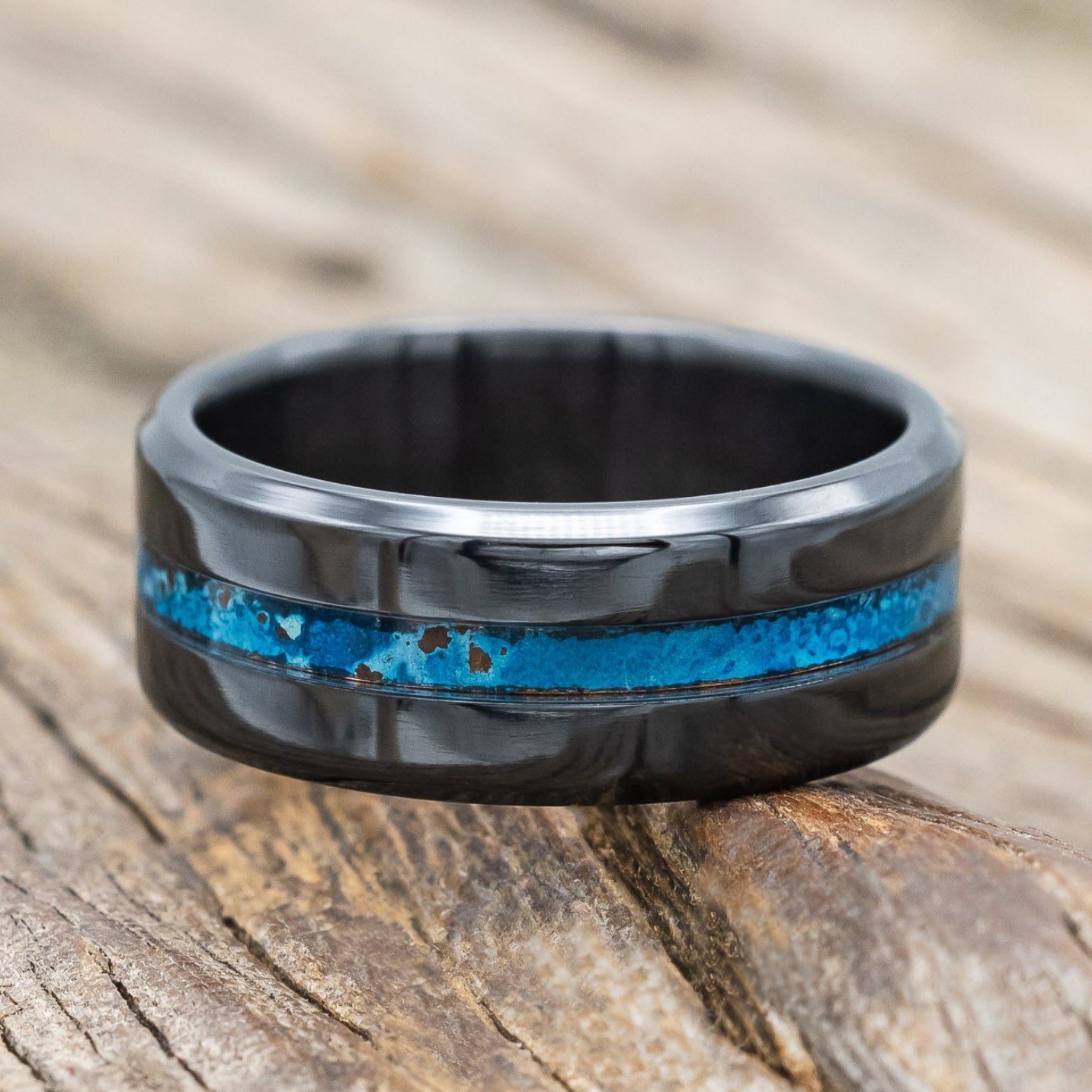 "NIRVANA" - CENTERED PATINA COPPER WEDDING BAND-Staghead Designs