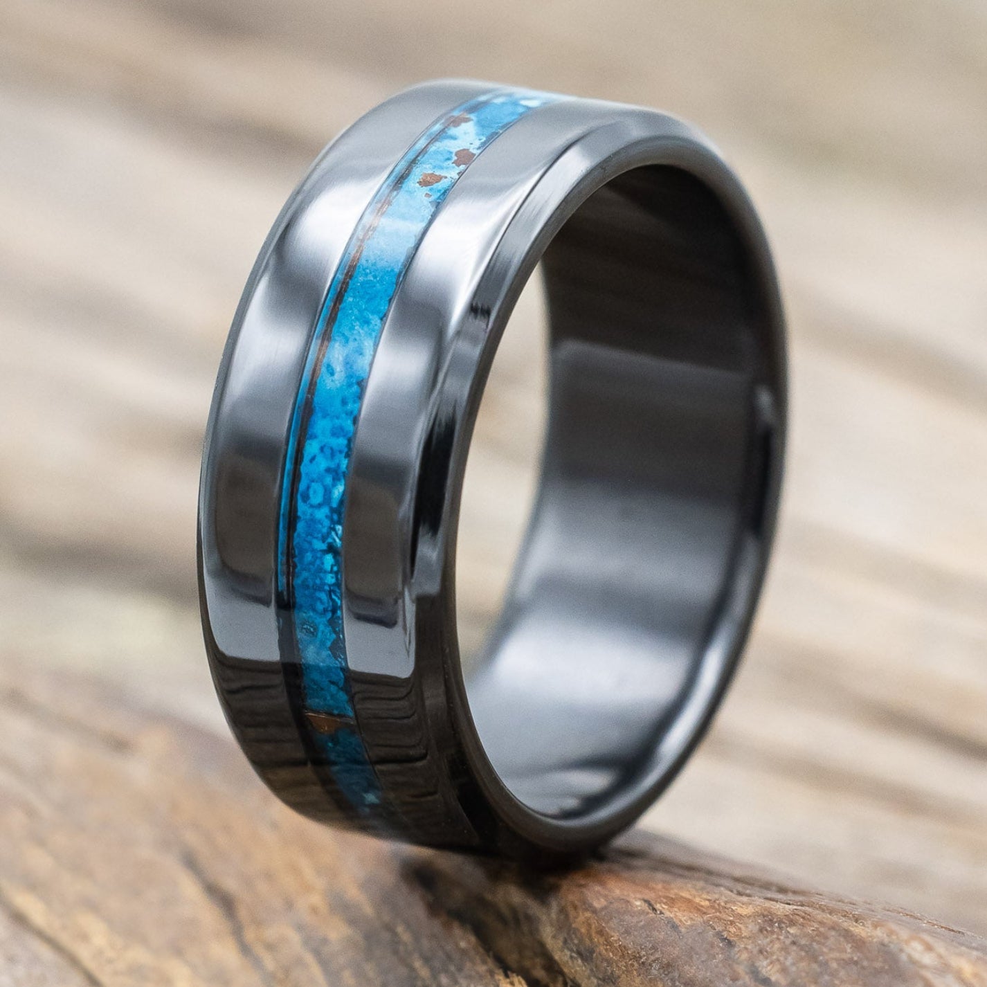 "NIRVANA" - CENTERED PATINA COPPER WEDDING BAND-Staghead Designs