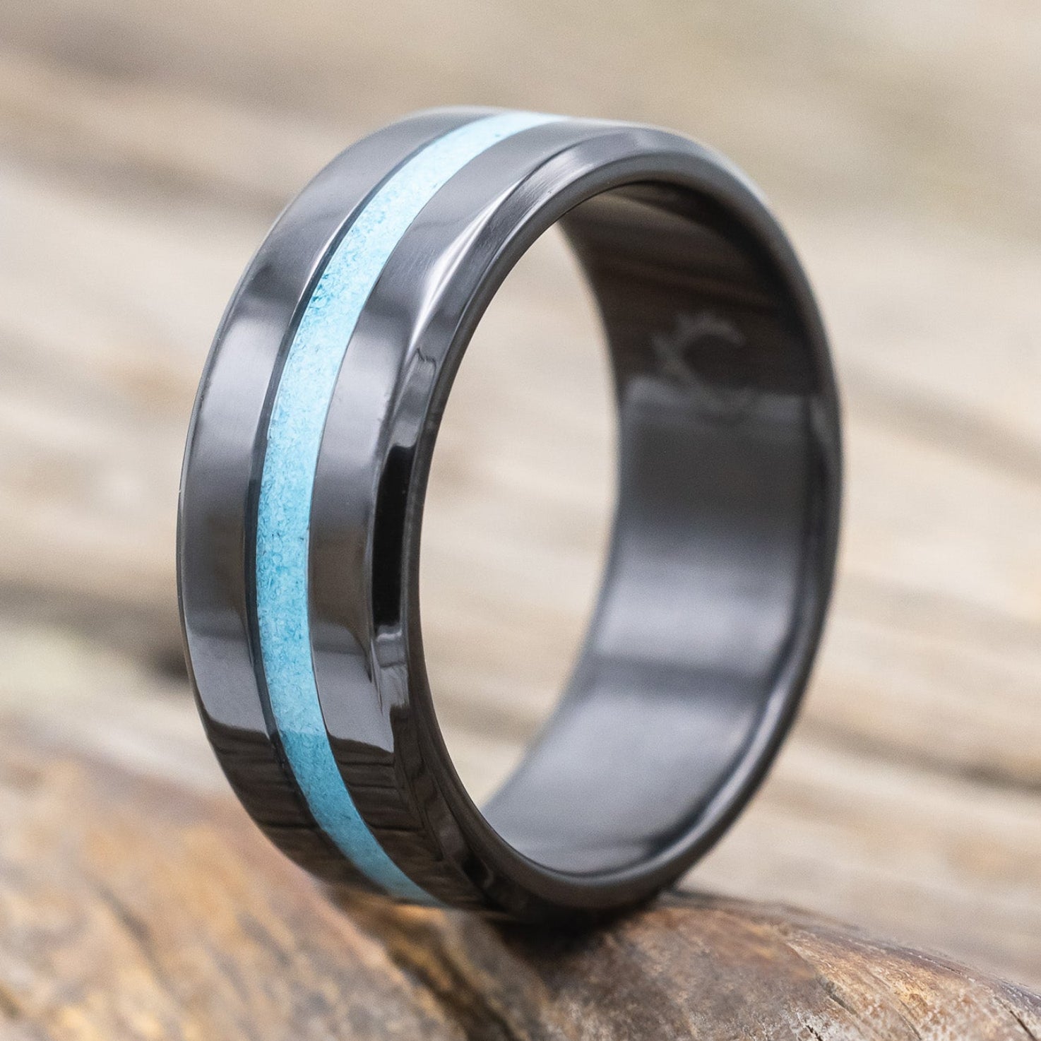 "NIRVANA" - CENTERED INLAY WEDDING BAND-Staghead Designs