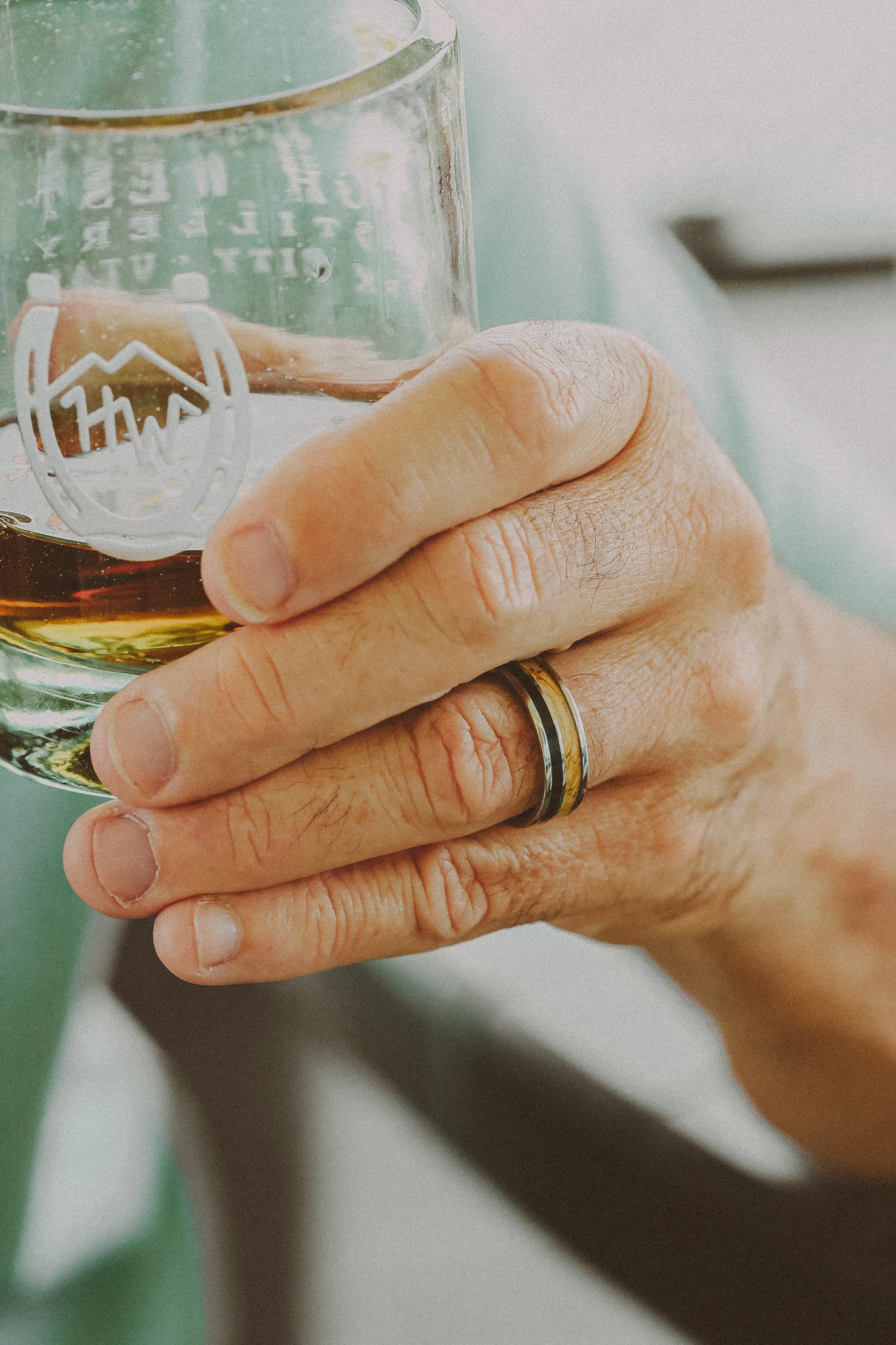 "RAPTOR" - WHISKEY BARREL OAK & CHARRED WHISKEY BARREL WEDDING BAND-Staghead Designs