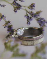 "BLOSSOM" - ROUND CUT LAVENDER QUARTZ ENGAGEMENT RING WITH LEAF SHAPED DIAMOND ACCENTS-14