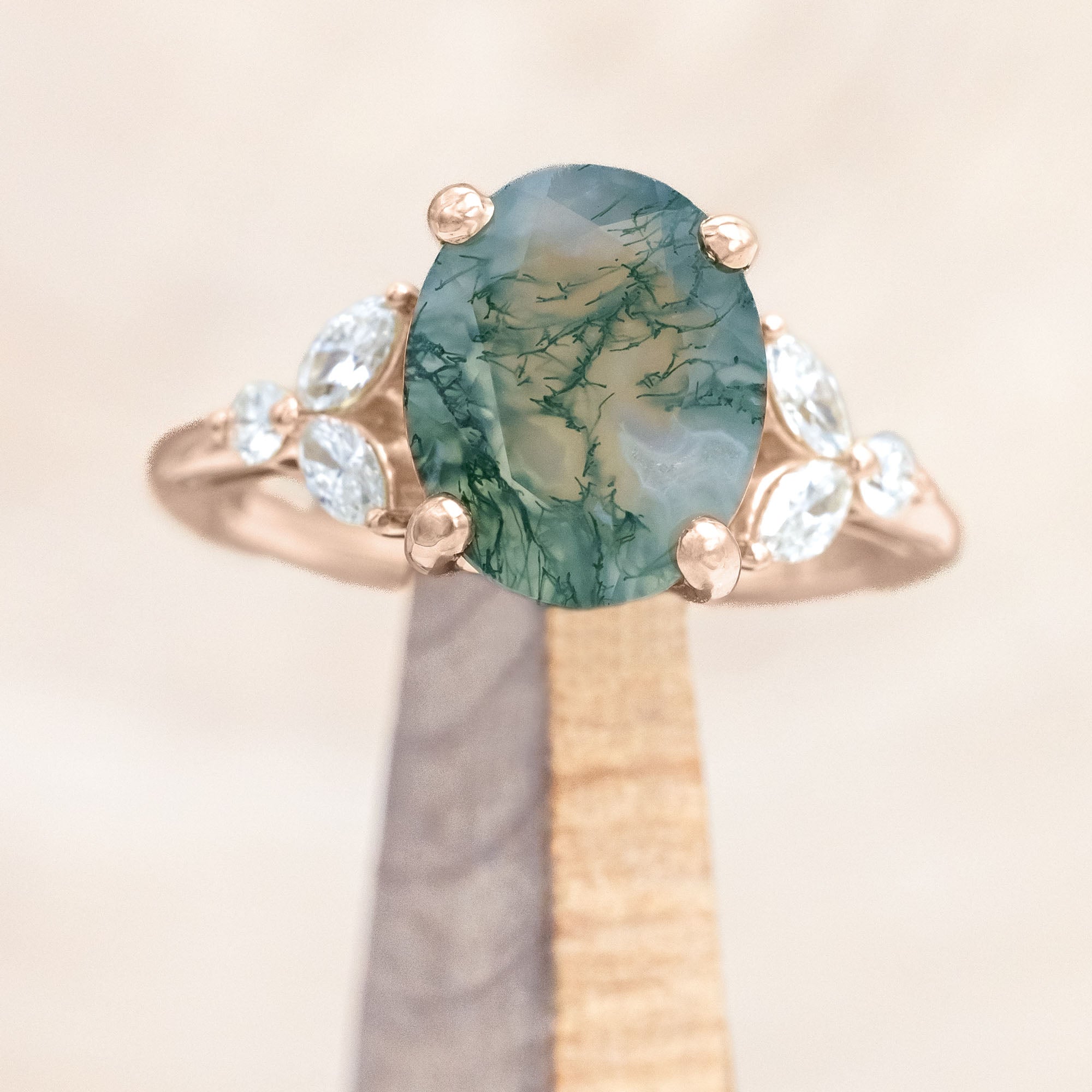 "BLOSSOM" - OVAL CUT ENGAGEMENT RING WITH DIAMOND ACCENTS-Staghead Designs