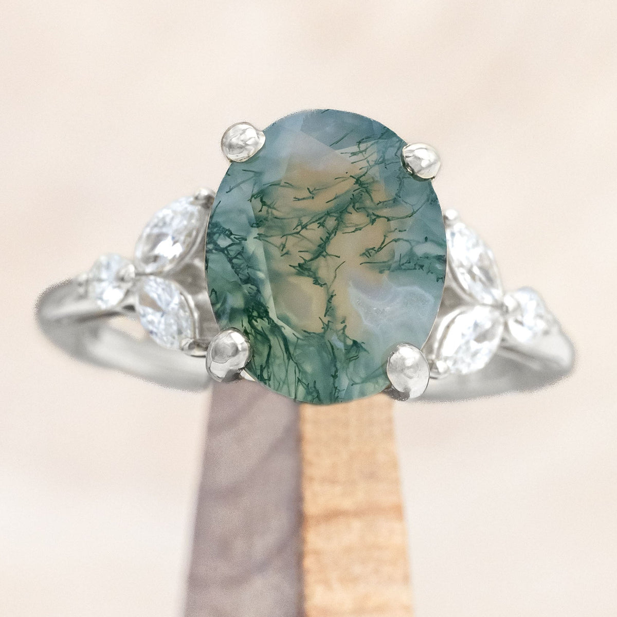 "BLOSSOM" - OVAL CUT ENGAGEMENT RING WITH DIAMOND ACCENTS-Staghead Designs