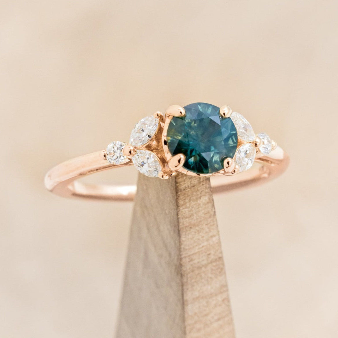 "BLOSSOM" - ROUND CUT ENGAGEMENT RING WITH DIAMOND ACCENTS-Staghead Designs