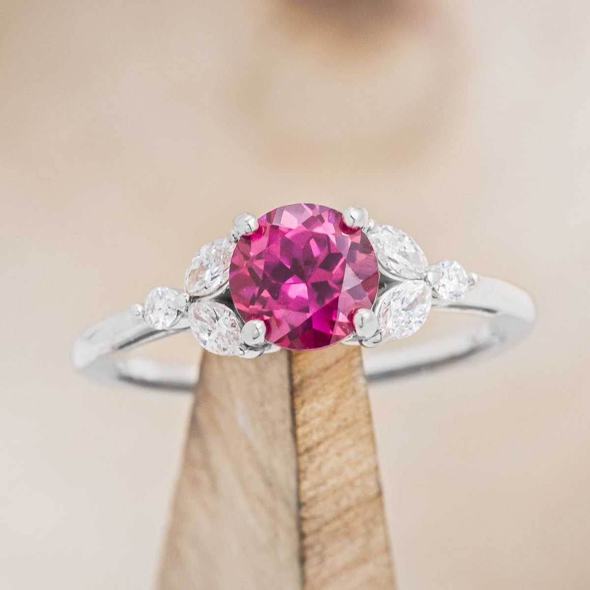 "BLOSSOM" - ROUND CUT ENGAGEMENT RING WITH DIAMOND ACCENTS-Staghead Designs