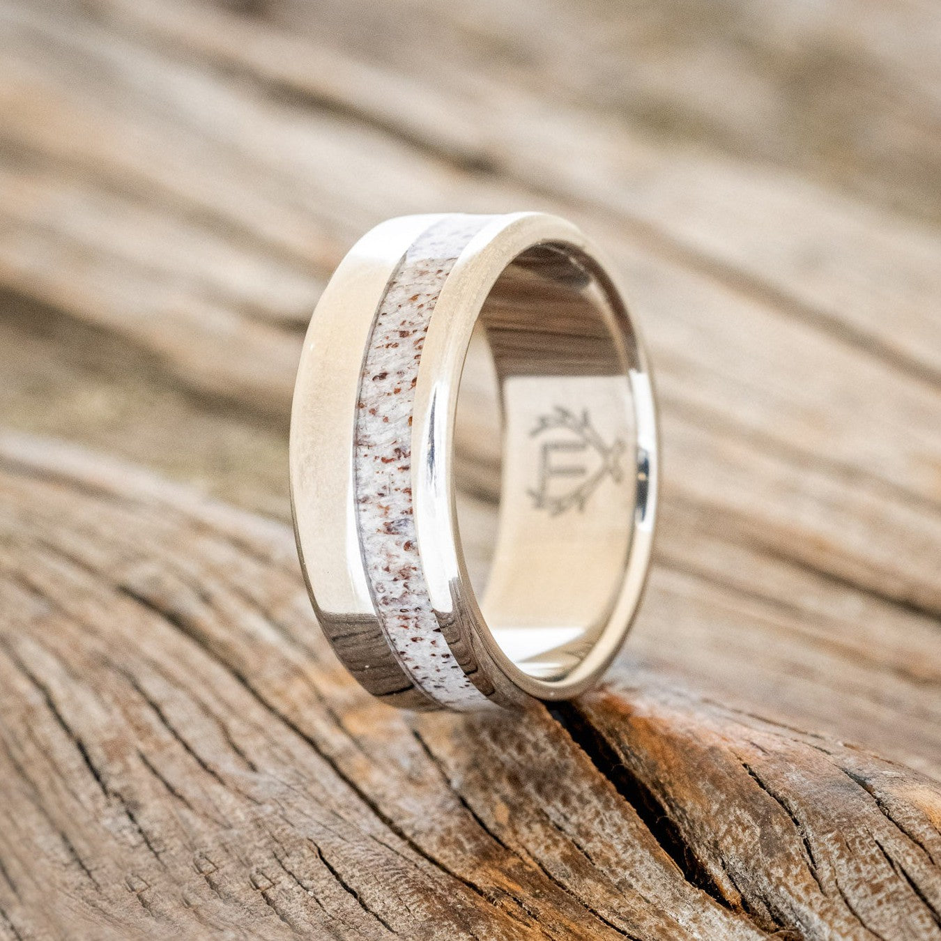 "CASTOR" - OFFSET ANTLER WEDDING RING-1