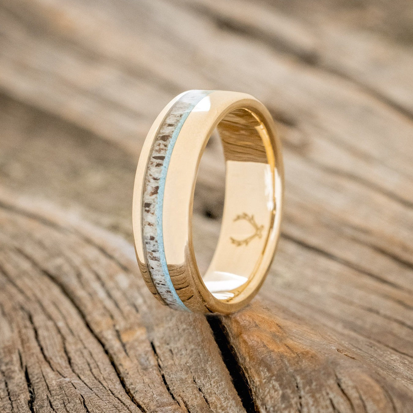 "CASTOR" - TURQUOISE & ANTLER WEDDING BAND-1
