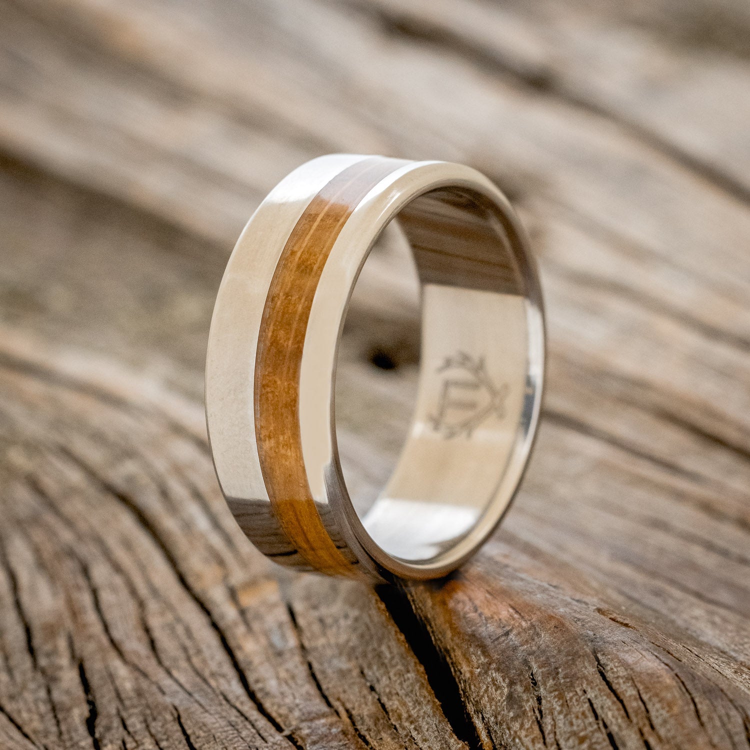 "CASTOR" - WHISKEY BARREL OAK WEDDING RING - READY TO SHIP-1