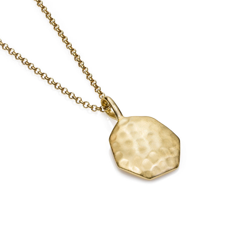 ESSENTIAL COLLECTION - HANDMADE 18K GOLD VERMEIL SILVER TEXTURED DISC PENDANT & CHAIN - BY JORGE REVILLA-3