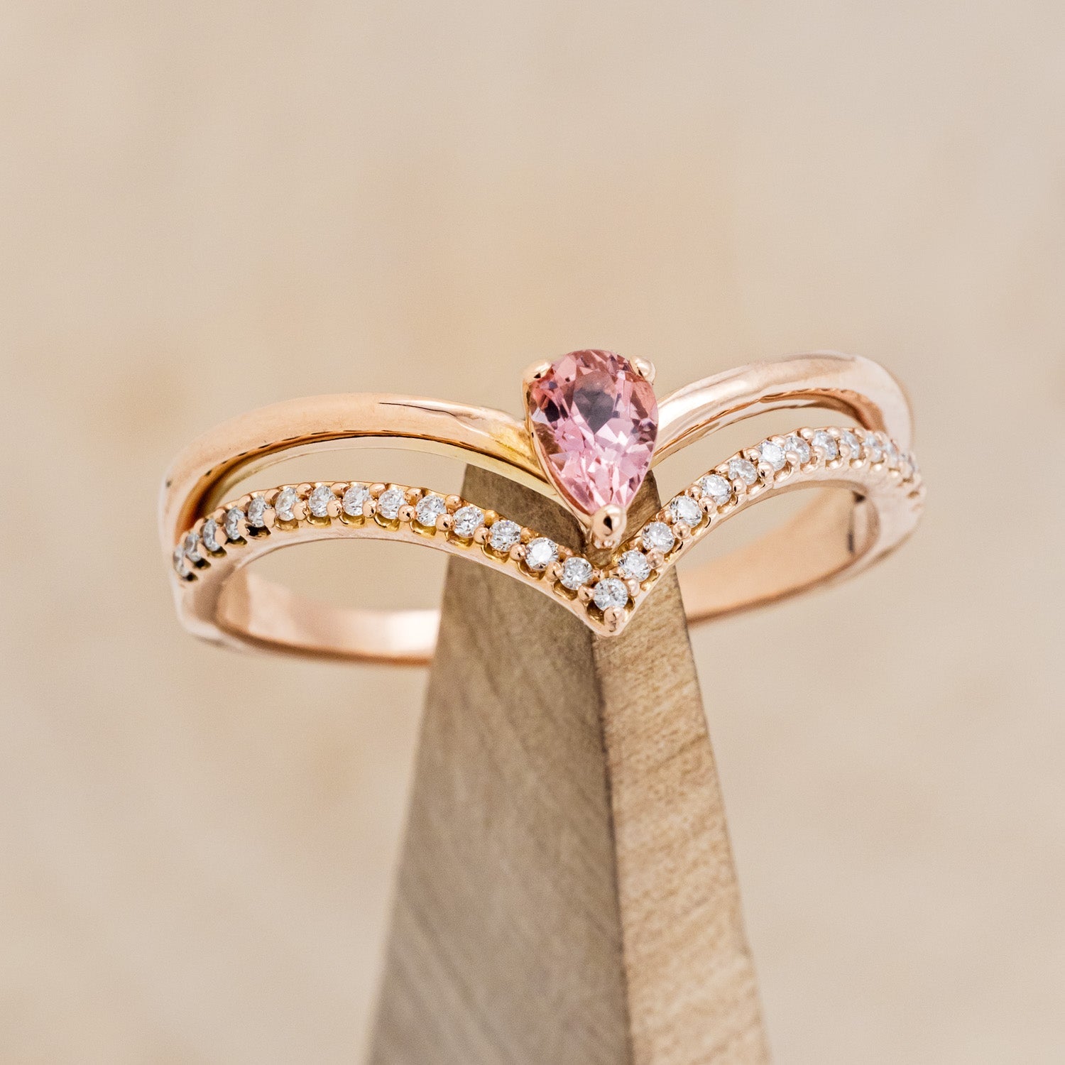 "CICELY" - PEAR-SHAPED PINK TOURMALINE ENGAGEMENT RING WITH DIAMOND ACCENTS-1