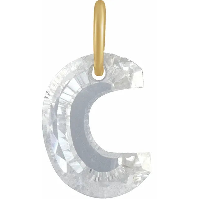 Diamond pendant shaped like the letter 'C' on a white background