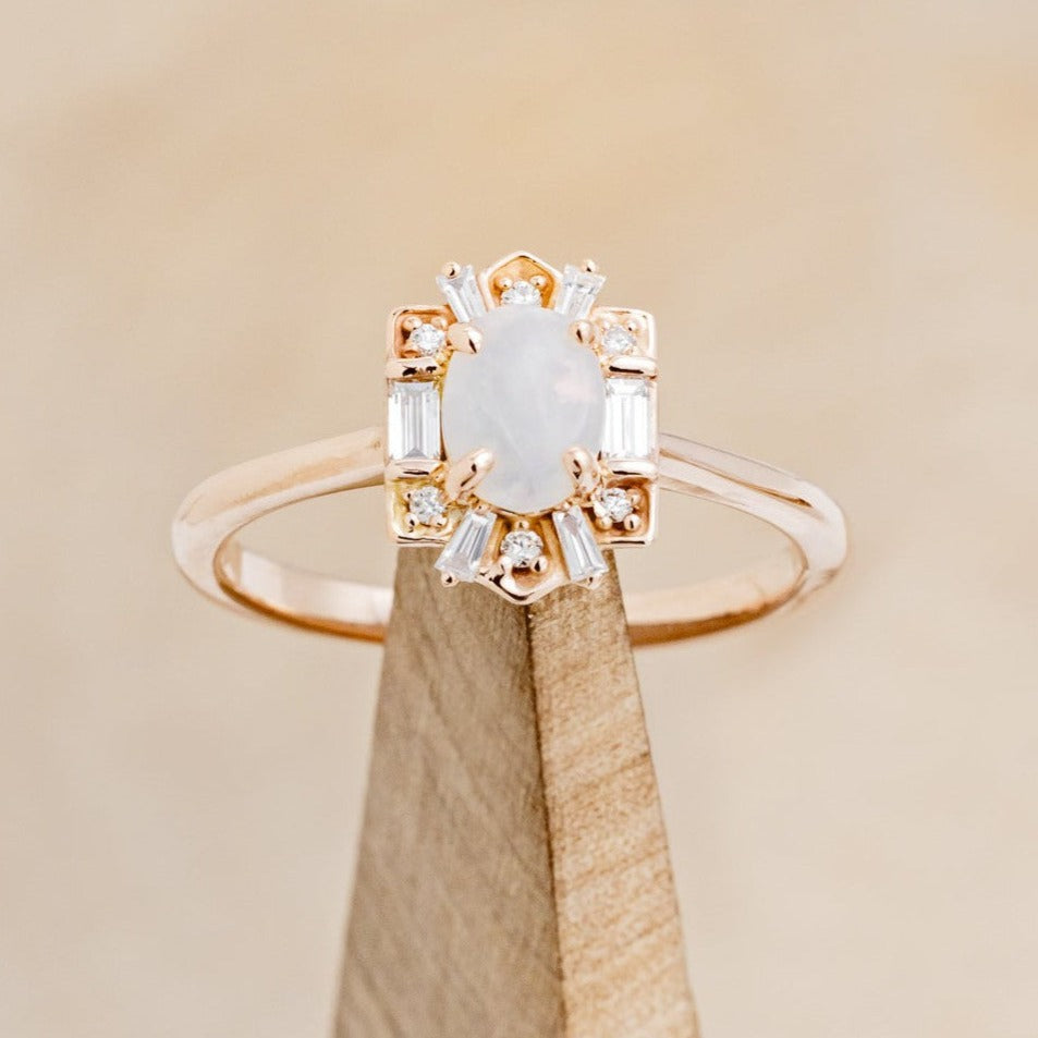 "CLEOPATRA" - OVAL OPAL ENGAGEMENT RING WITH DIAMOND ACCENTS-1
