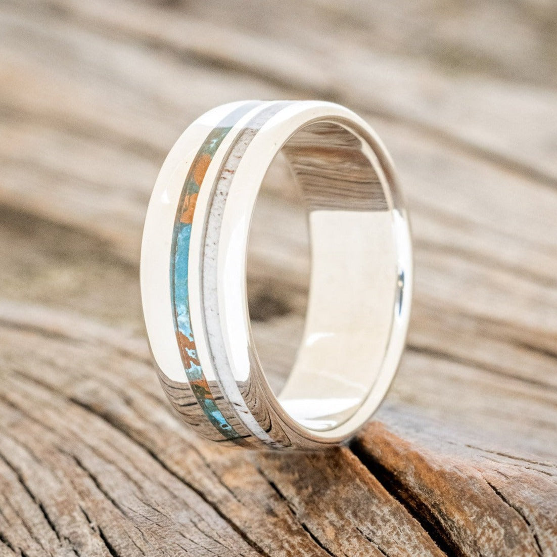 "COSMO" - ANTLER & PATINA COPPER WEDDING BAND-1