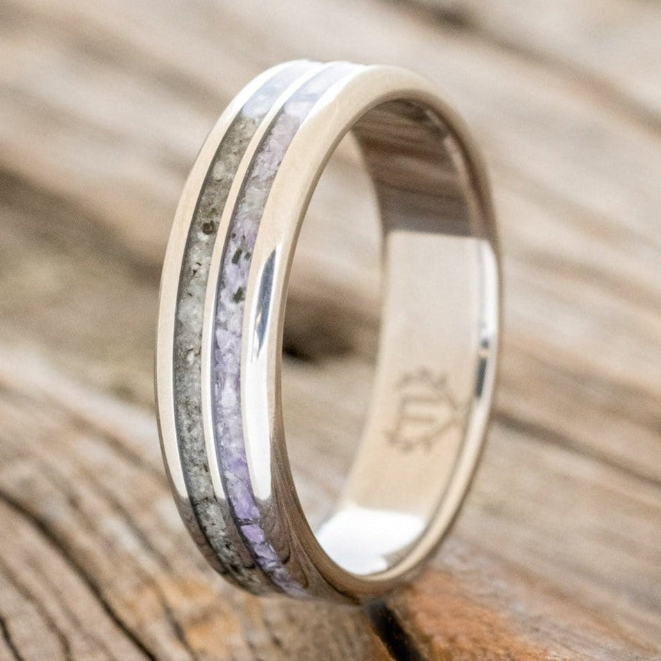 "COSMO" - CHAROITE & MOONSTONE WEDDING RING-1