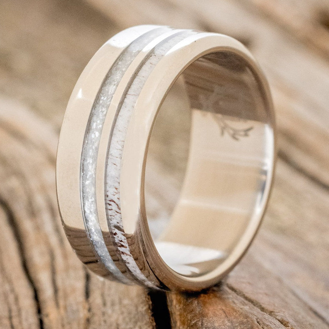 "COSMO" - DIAMOND DUST & ANTLER WEDDING BAND-1