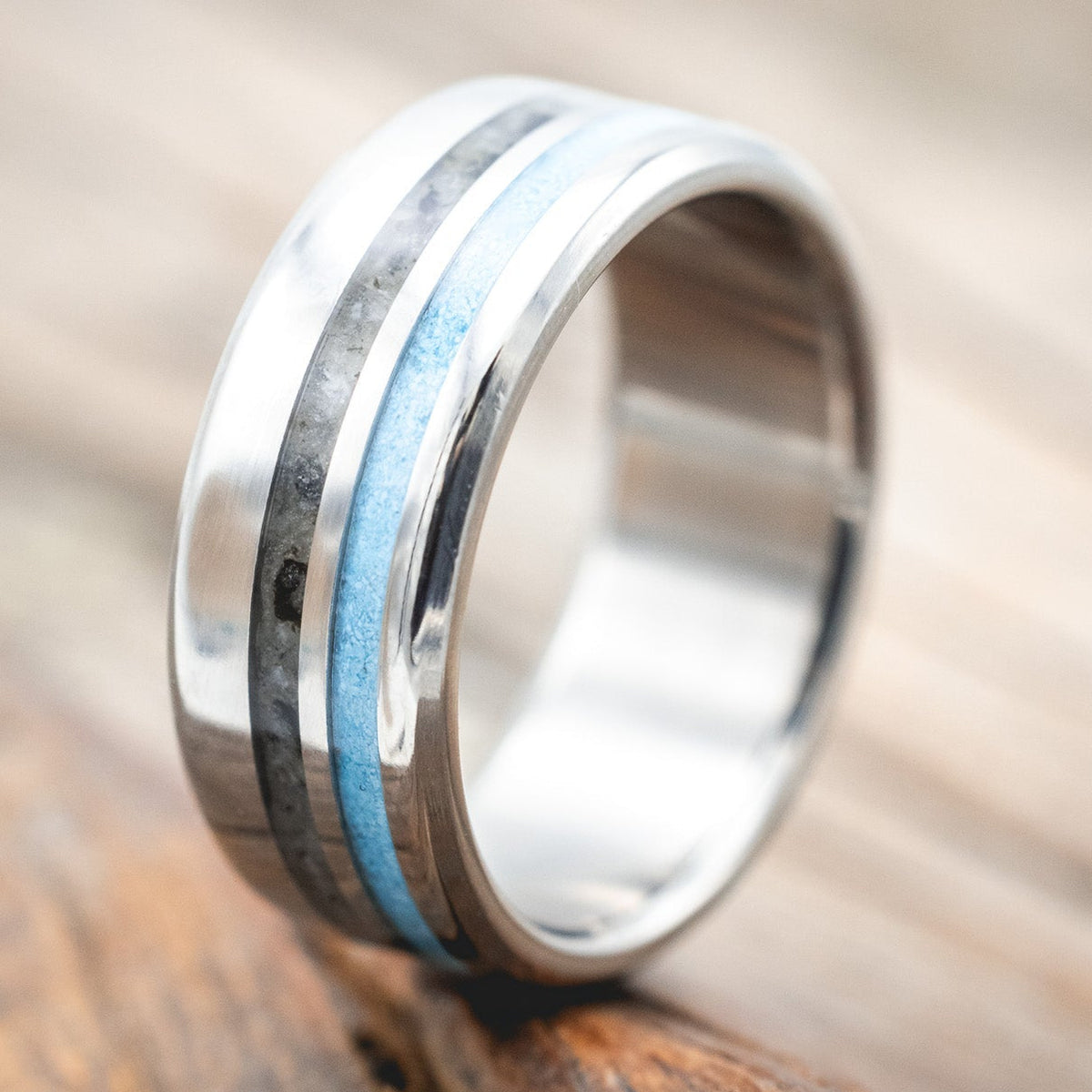 "Cosmo" - Moonstone & Turquoise Wedding Band-Staghead Designs
