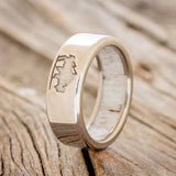 CUSTOM ENGRAVED WEDDING BAND FEATURING A BISON WITH ANTLER LINING-1