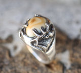 CUSTOM HAND-CARVED ELK TOOTH (ELK IVORY) RING-1