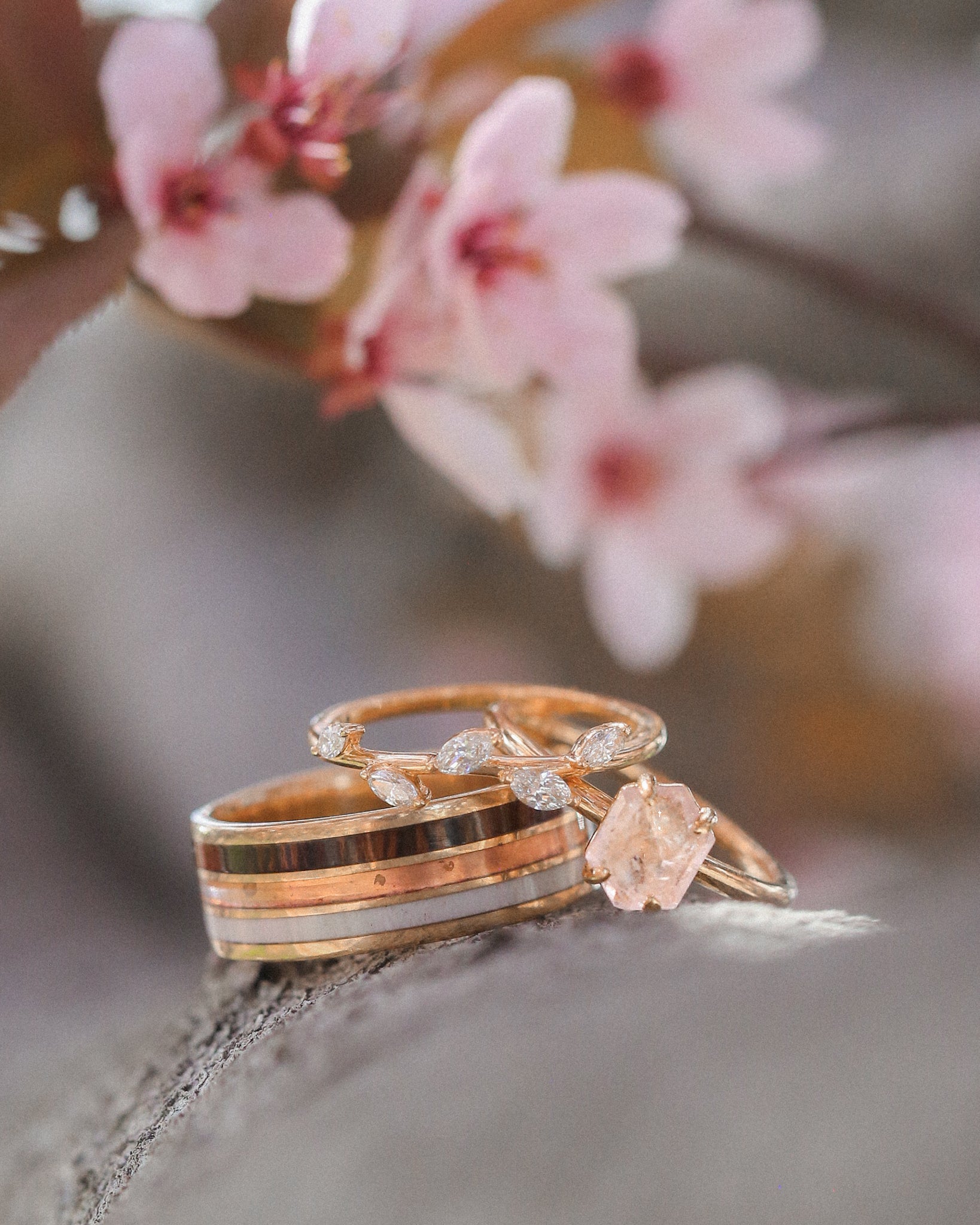 "AURUM" - ROSE QUARTZ SOLITAIRE ENGAGEMENT RING-7