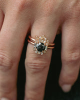 "CLEOPATRA" - ROUND CUT SALT & PEPPER DIAMOND ENGAGEMENT RING WITH DIAMOND TRACER-14