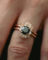 "CLEOPATRA" - ROUND CUT SALT & PEPPER DIAMOND ENGAGEMENT RING WITH DIAMOND TRACER-12