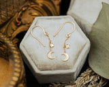 CRESCENT MOON & STAR DROP THREADER EARRINGS IN 14K YELLOW GOLD-2