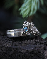 "MIRABEL" - BEZEL SET LAB-GROWN ALEXANDRITE ENGAGEMENT RING WITH BRANCH-STYLE TRACER-Staghead Designs