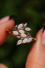 "DOVE" - VINE STYLE RING WITH MARQUISE OPAL ACCENTS-Staghead Designs