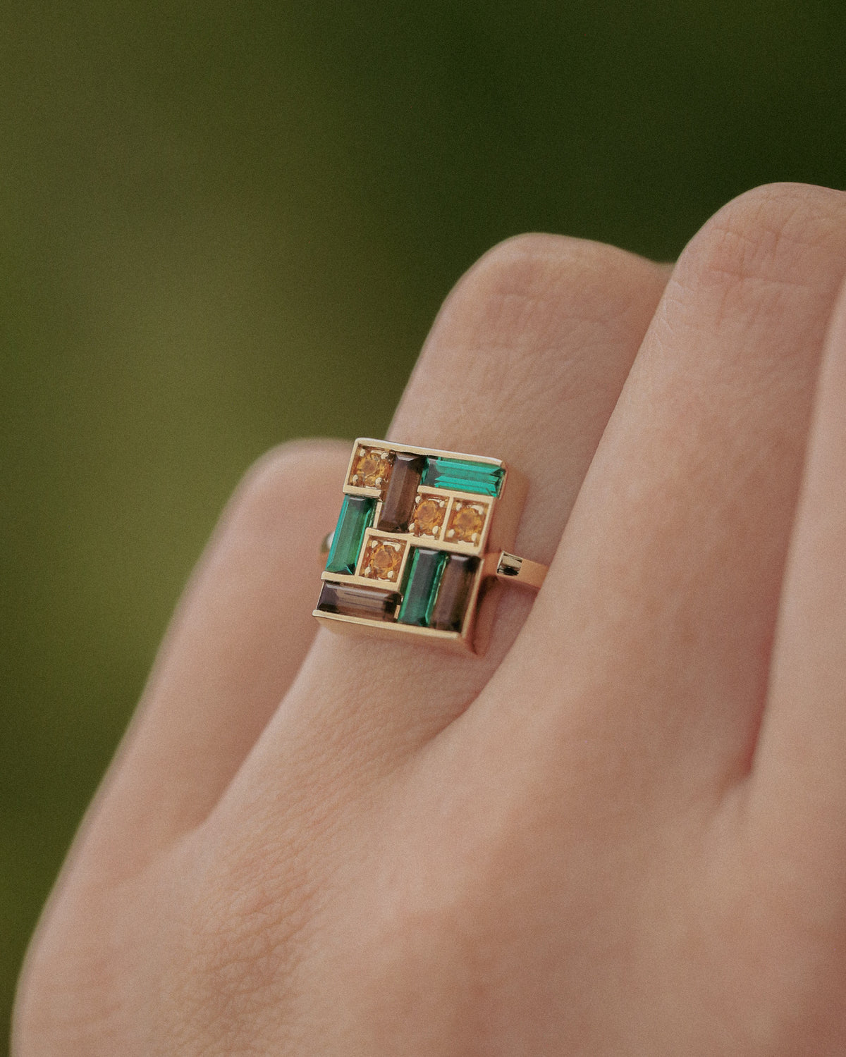 "SAGA" - MOSAIC STYLE MULTI GEM ENGAGEMENT RING-Staghead Designs