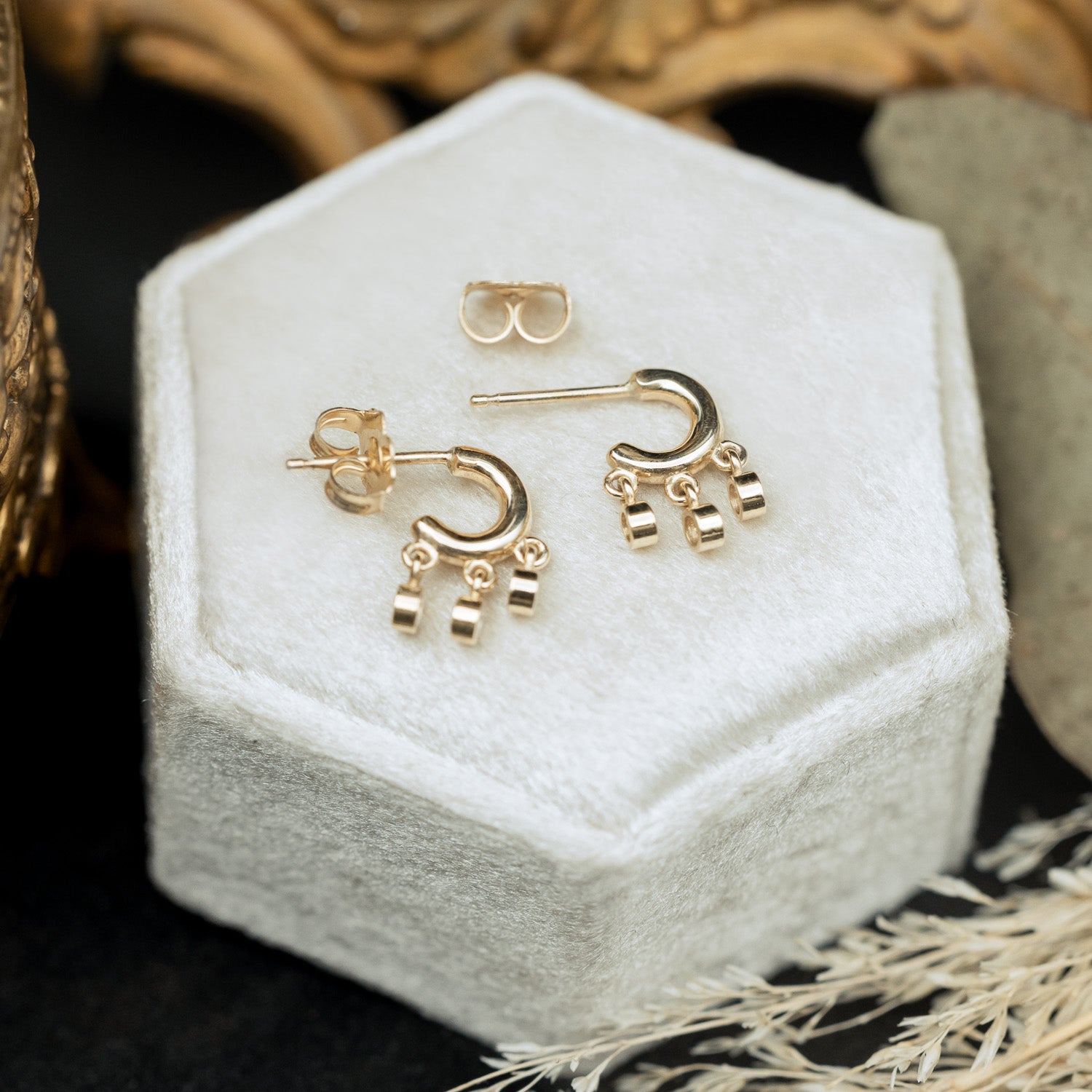 1/5 CTW ROUND NATURAL DIAMOND FRINGE HOOP EARRINGS-3