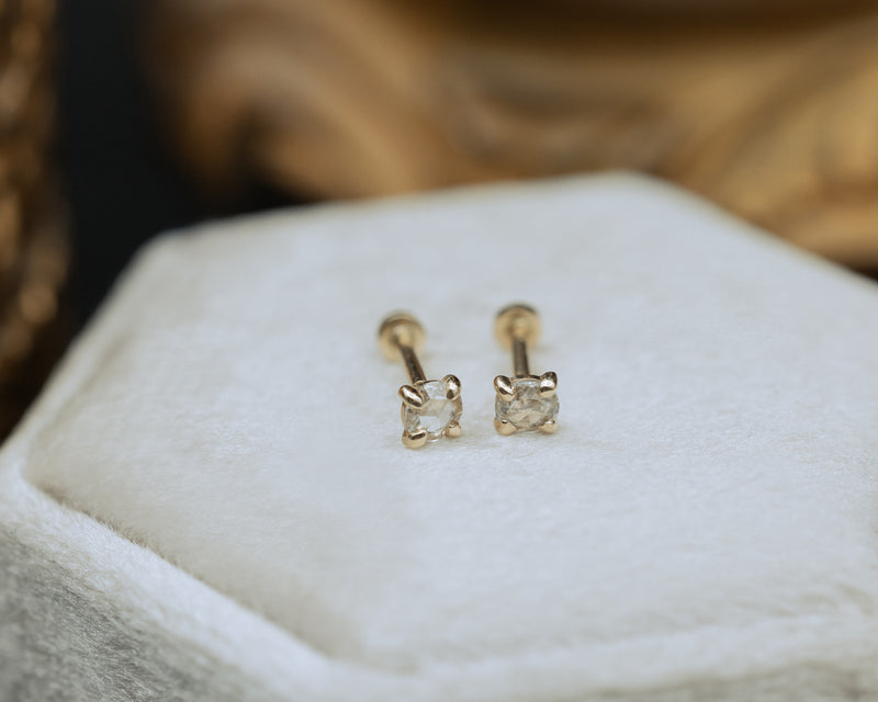 PRESS FIT NATURAL DIAMOND STUD EARRINGS-Staghead Designs