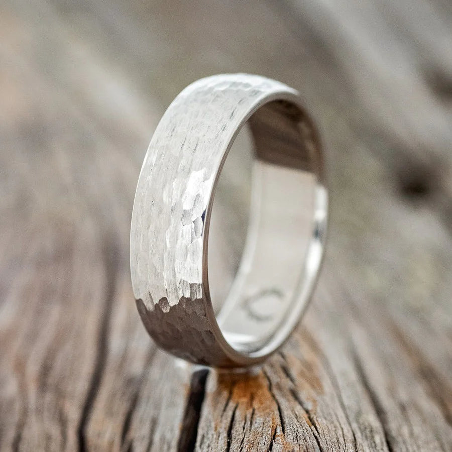 DOMED PROFILE WEDDING BAND WITH HAMMERED FINISH - TITANIUM (6MM) - SIZE 14-1