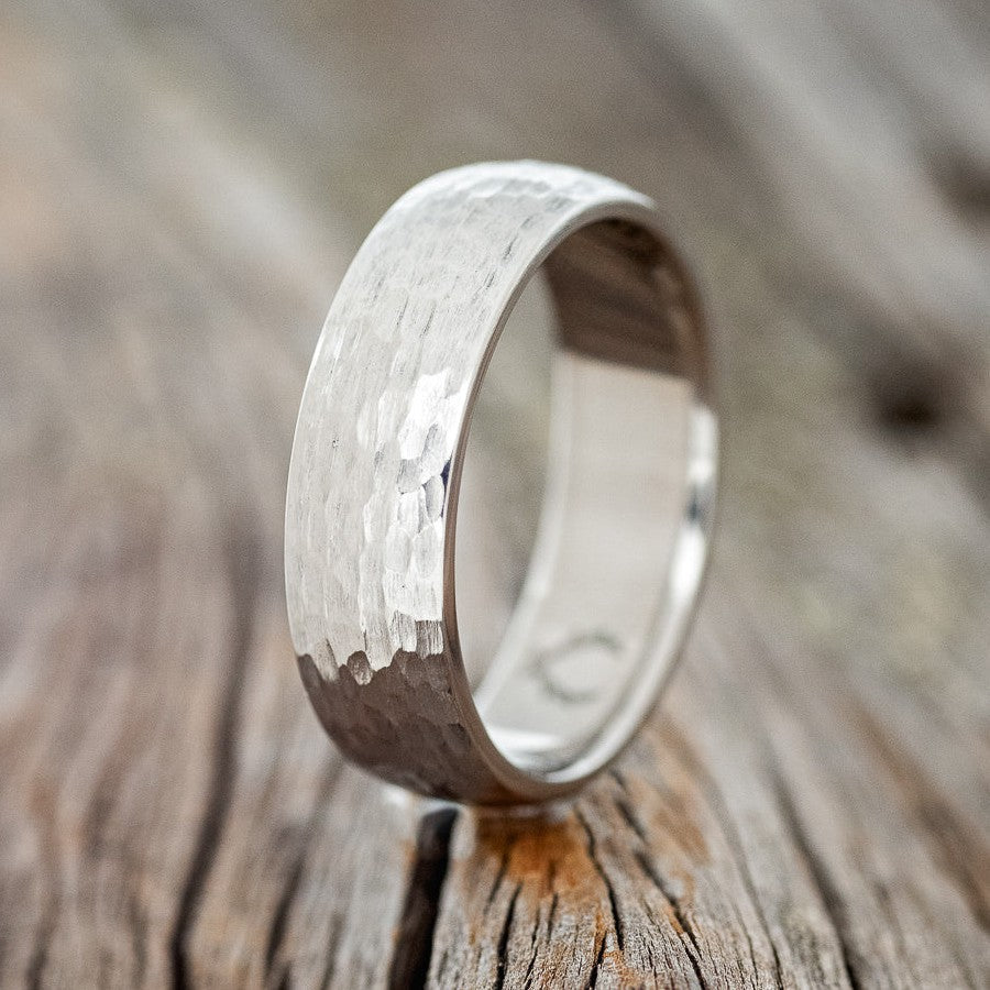 DOMED PROFILE WEDDING BAND WITH HAMMERED FINISH-1