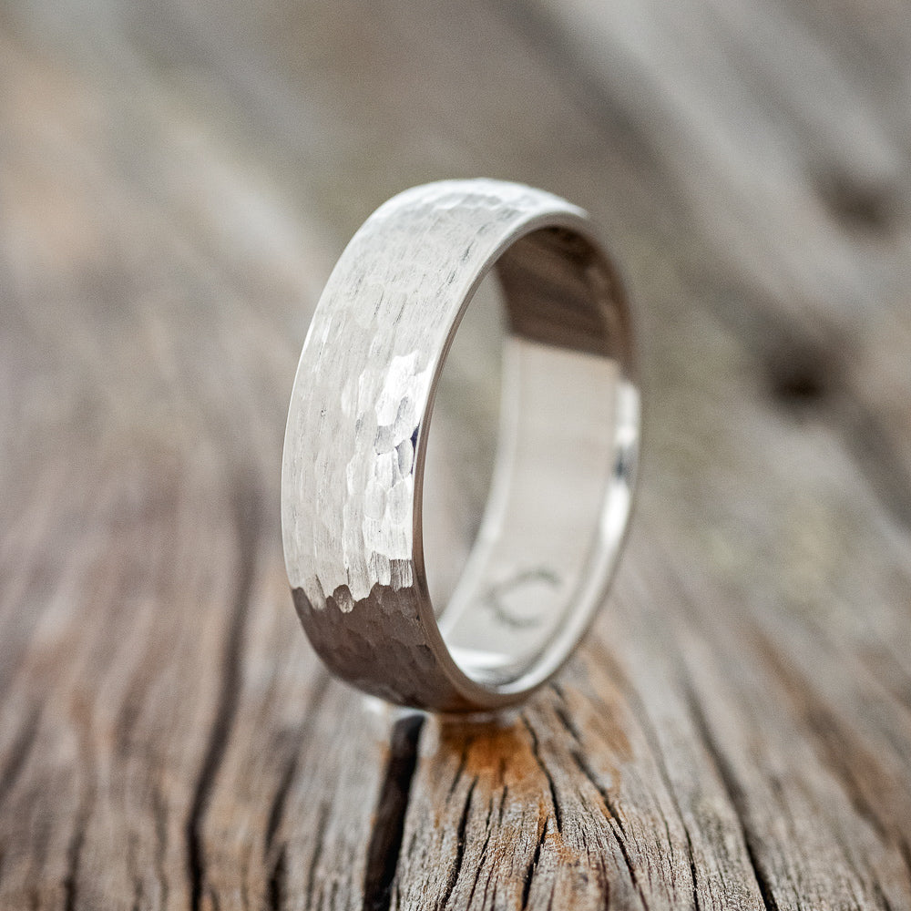 DOMED PROFILE WEDDING BAND WITH HAMMERED FINISH - READY TO SHIP-1