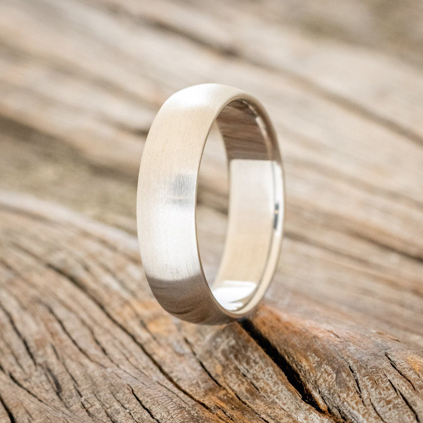 DOMED SOLID METAL WEDDING BAND WITH A BRUSHED FINISH-1
