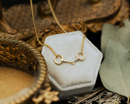 Double Strand Horse Bit Necklace In 14K Yellow Gold