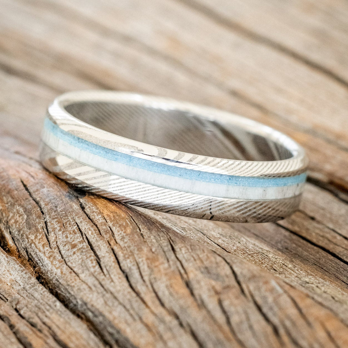 "Castor" - Elk Antler & Turquoise Wedding Band-Staghead Designs