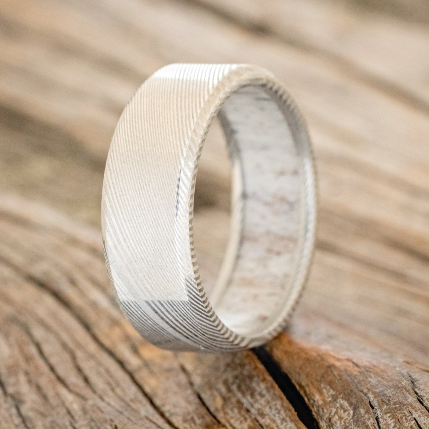 ANTLER LINED WEDDING BAND-14