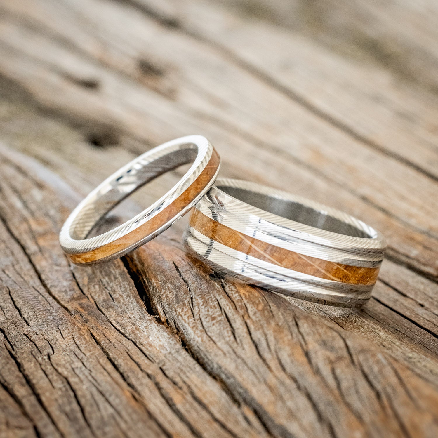 "AUSTIN" - MATCHING SET OF WHISKEY BARREL WEDDING BANDS-15