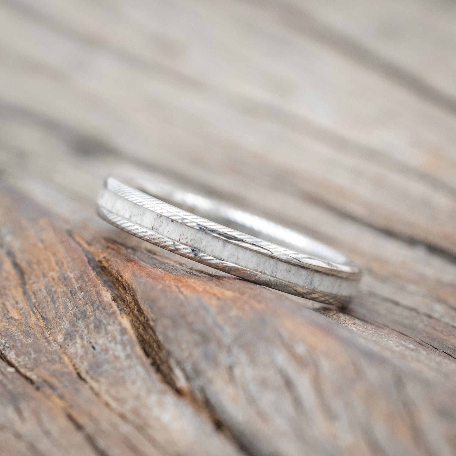 "CASTOR" - MATCHING SET OF ANTLER & TURQUOISE WEDDING BANDS-Staghead Designs