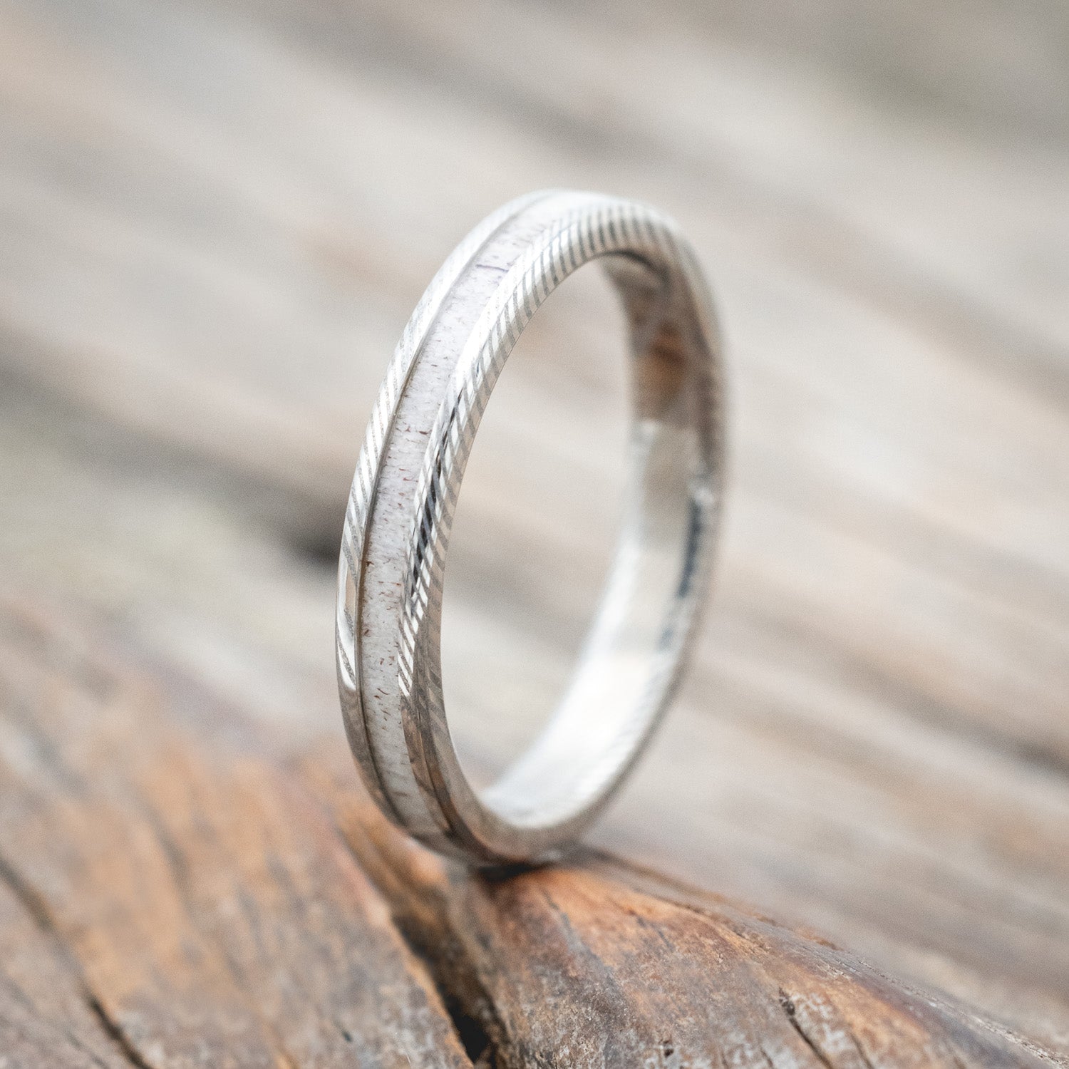 "CASTOR" - MATCHING SET OF ANTLER & TURQUOISE WEDDING BANDS-Staghead Designs