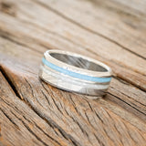 "COSMO" - DIAMOND DUST & TURQUOISE WEDDING BAND-5