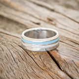 "COSMO" - DIAMOND DUST & TURQUOISE WEDDING BAND-6