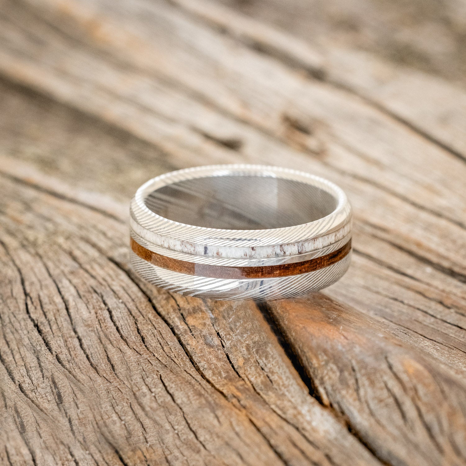 "COSMO" - IRONWOOD & ANTLER WEDDING BAND-3