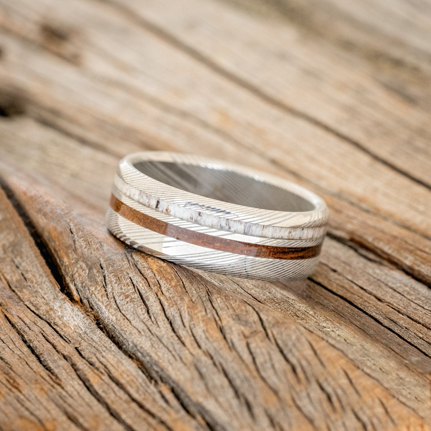 "COSMO" - IRONWOOD & ANTLER WEDDING BAND-2