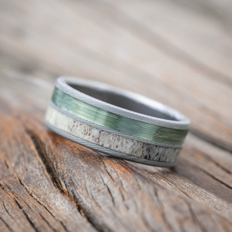 "DYAD" - ANTLER & FISHING LINE WEDDING BAND-Staghead Designs