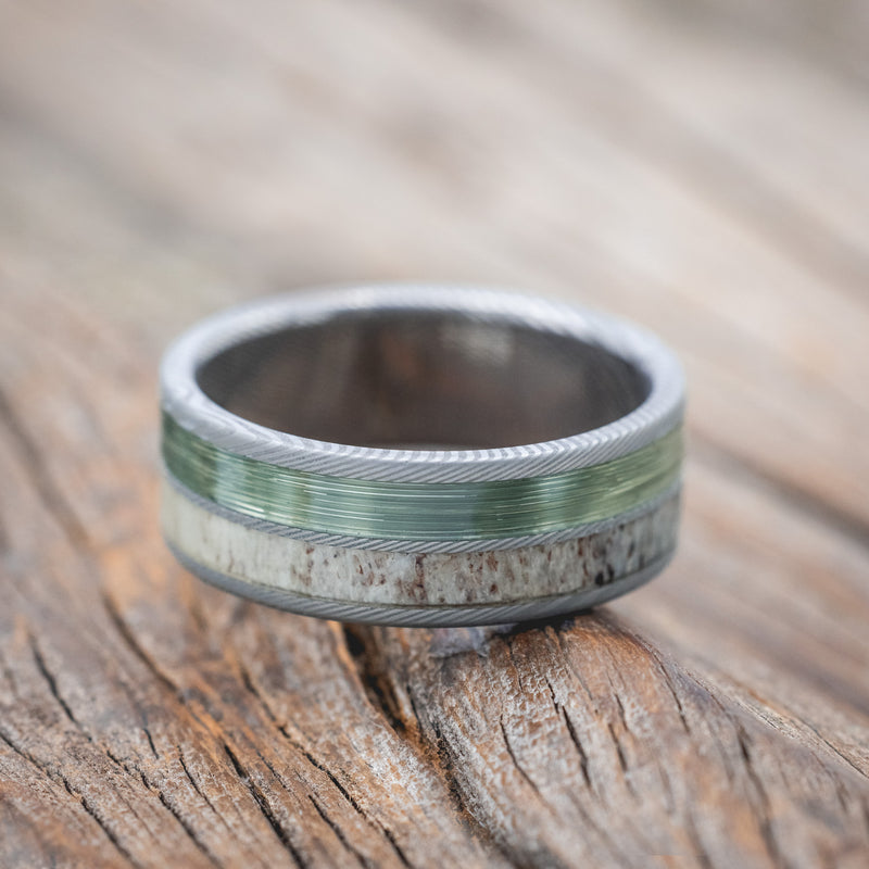 "DYAD" - ANTLER & FISHING LINE WEDDING BAND-Staghead Designs