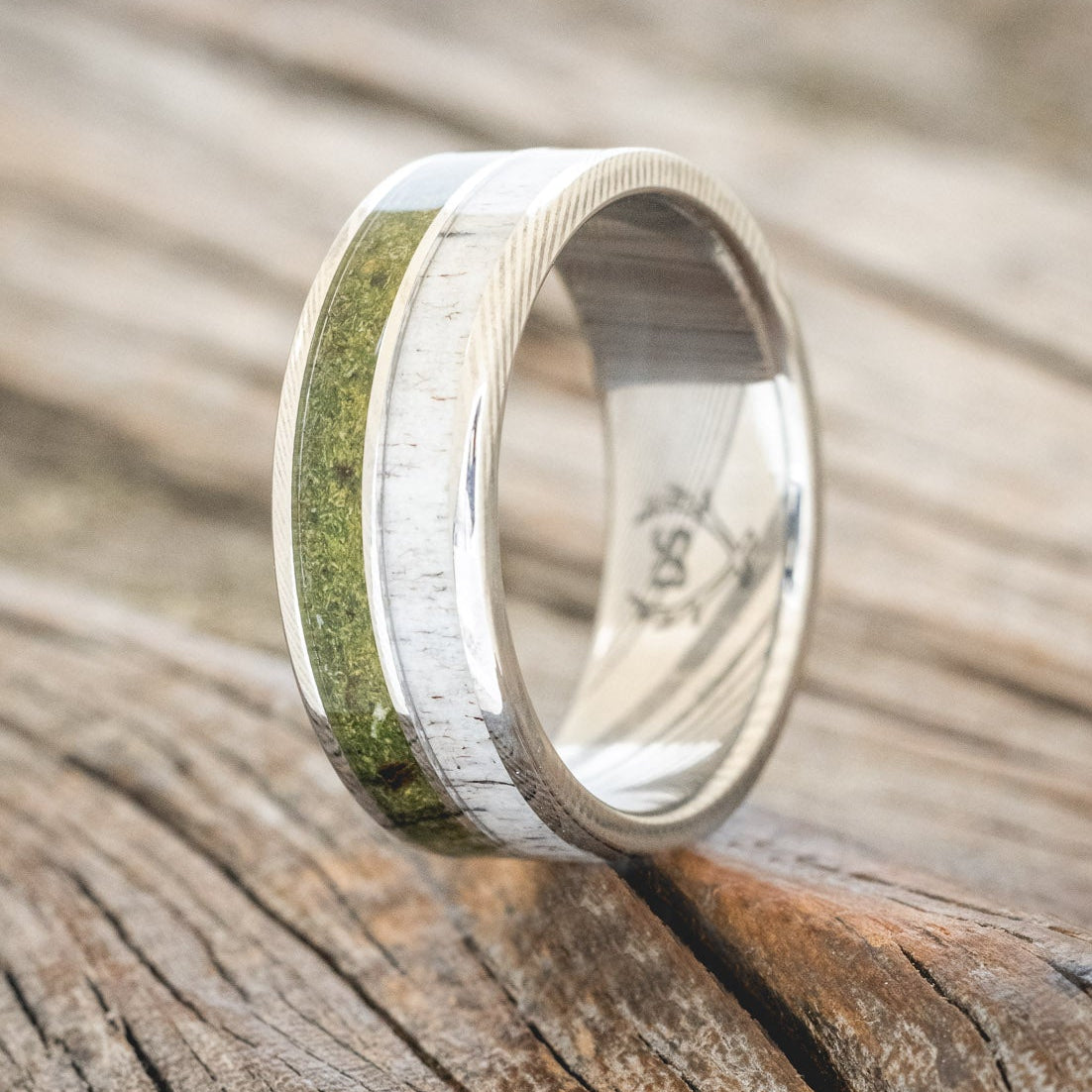 "DYAD" - TWO INLAY WEDDING BAND-Staghead Designs