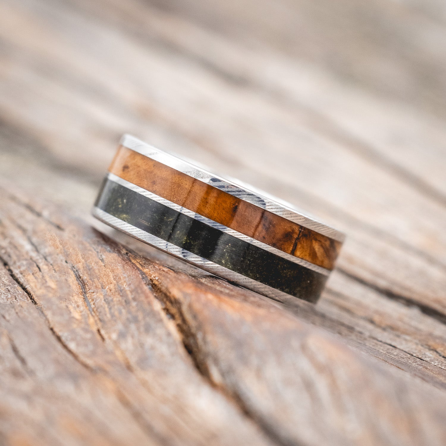 "DYAD" - MOSS & DRIFTWOOD WEDDING BAND-Staghead Designs